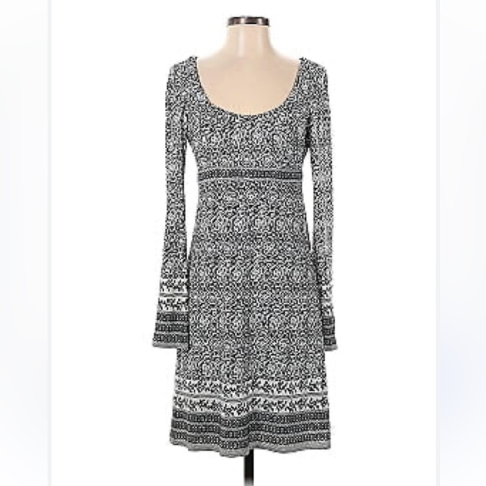 OLEG CASSINI POLYESTER BLACK & WHITE FLORAL DRESS